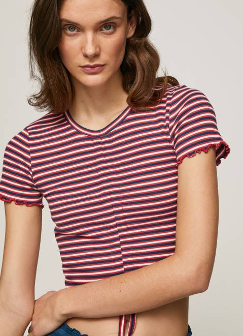 Pepe Jeans Striped Print T-Shirt Women Multi Z22X442
