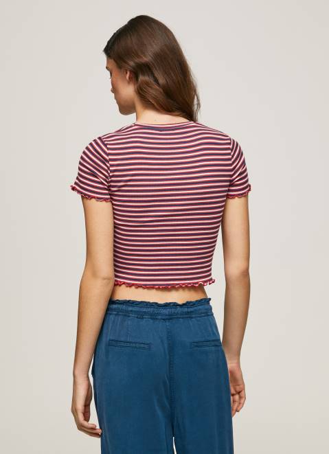 Pepe Jeans Striped Print T-Shirt Women Multi Z22X442