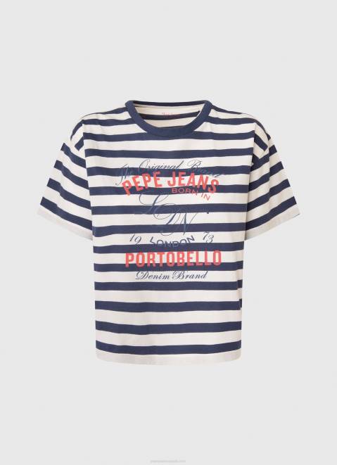 Pepe Jeans Striped Print T-Shirt Women Ocean Z22X450
