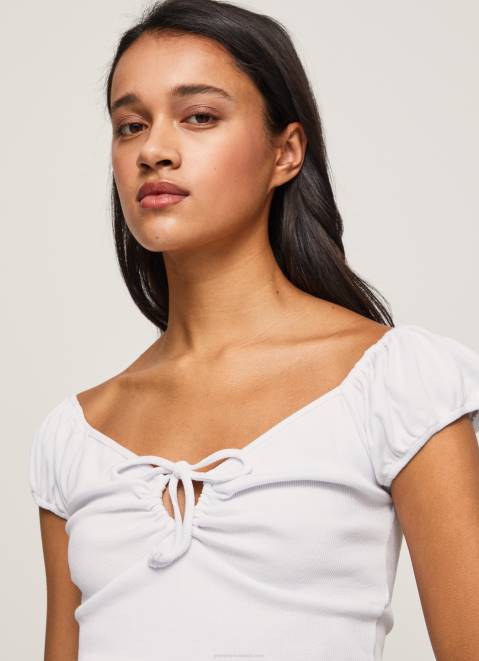 Pepe Jeans Sweetheart Neckline T-Shirt Women White Z22X462
