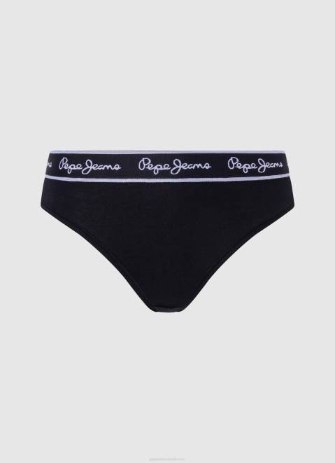 Pepe Jeans Classic Thong With Printed Logo Women Black Z22X549