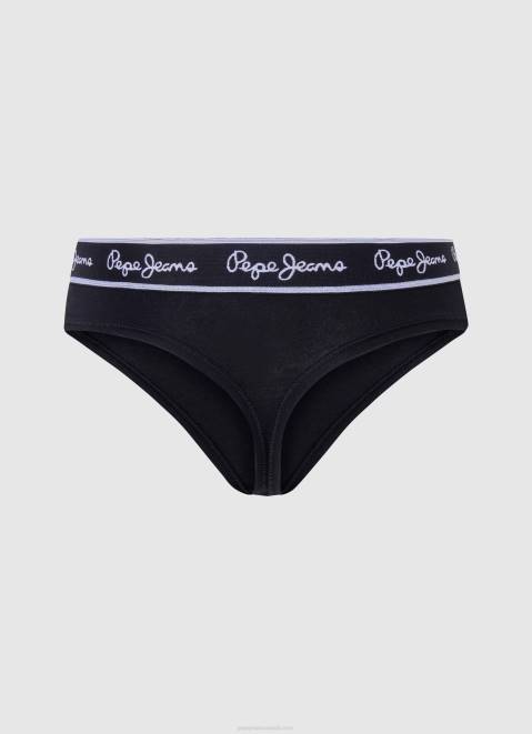 Pepe Jeans Classic Thong With Printed Logo Women Black Z22X549