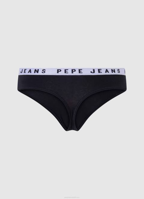 Pepe Jeans Classic Thong With Printed Logo Women Black Z22X569