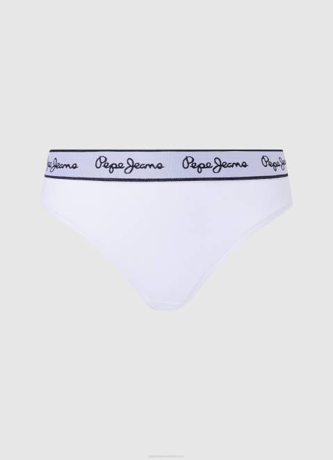 Pepe Jeans Classic Thong With Printed Logo Women White Z22X541