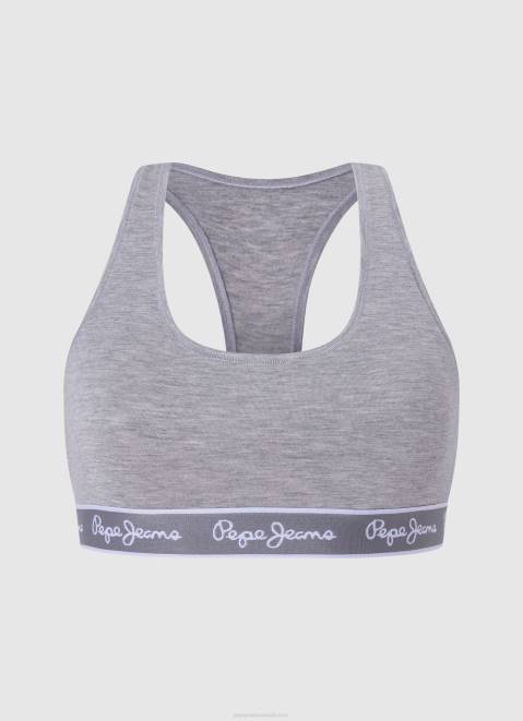 Pepe Jeans Cotton Sports Bra Women Grey Marl Z22X544