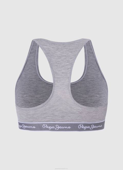 Pepe Jeans Cotton Sports Bra Women Grey Marl Z22X544