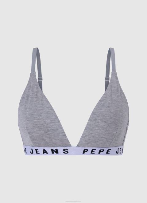 Pepe Jeans Cotton Triangular Bra Women Grey Marl Z22X566