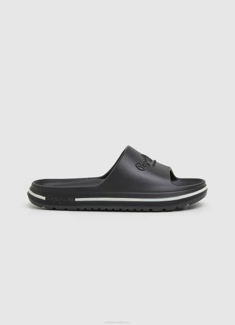 Pepe Jeans Beach Slide Flip Flops Women Black Z22X696