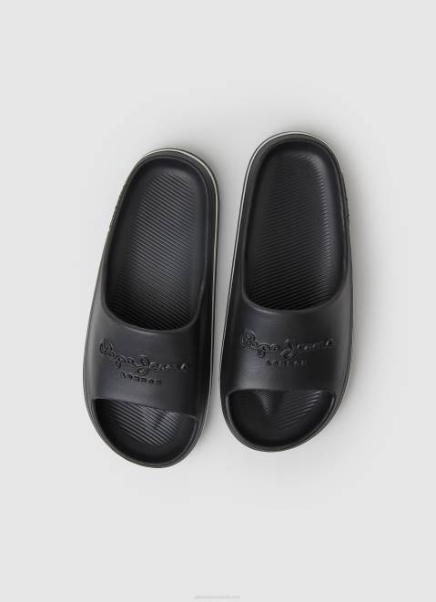 Pepe Jeans Beach Slide Flip Flops Women Black Z22X696