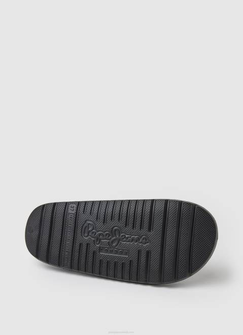 Pepe Jeans Beach Slide Flip Flops Women Black Z22X696