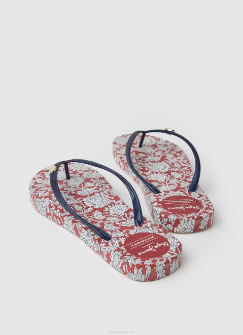 Pepe Jeans Floral Rake Beach Flip Flops Women Red Z22X702