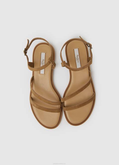 Pepe Jeans Hayes Folk Suede Flat Sandals Women Hide Z22X668