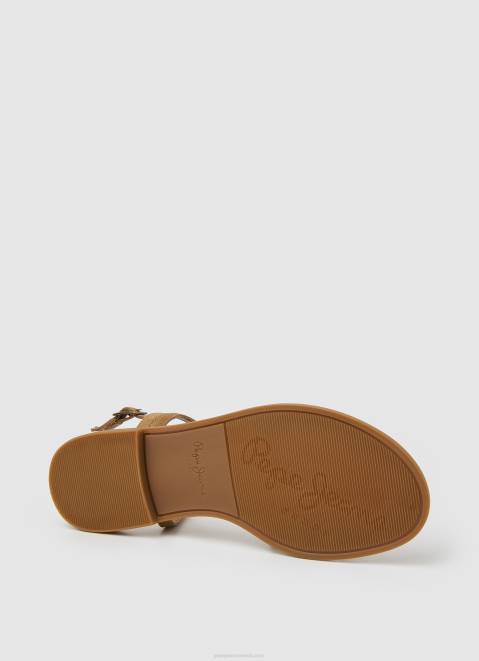 Pepe Jeans Hayes Folk Suede Flat Sandals Women Hide Z22X668