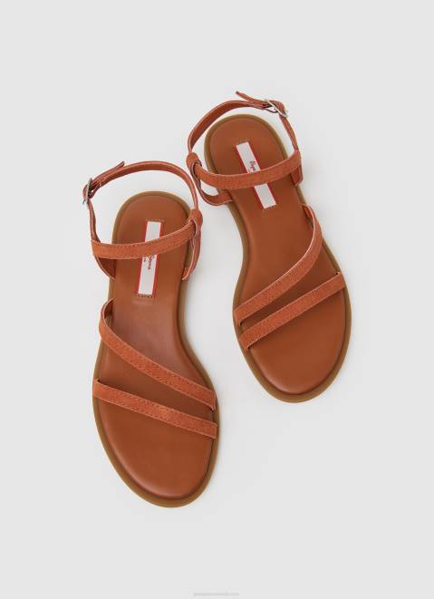 Pepe Jeans Hayes Folk Suede Flat Sandals Women Rust Orange Z22X667