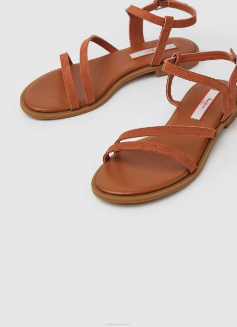 Pepe Jeans Hayes Folk Suede Flat Sandals Women Rust Orange Z22X667