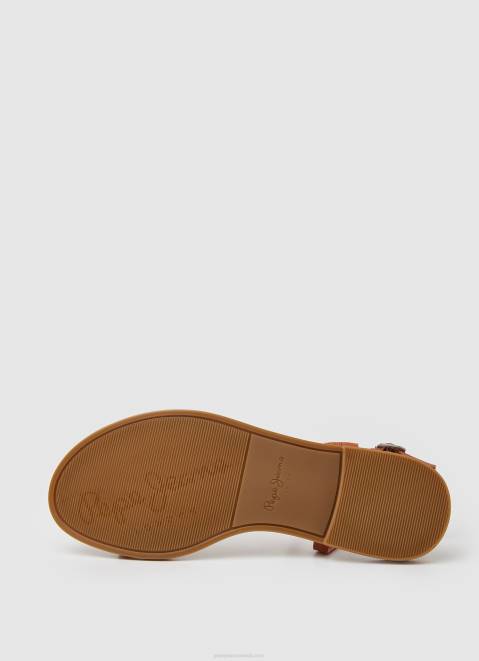 Pepe Jeans Hayes Folk Suede Flat Sandals Women Rust Orange Z22X667