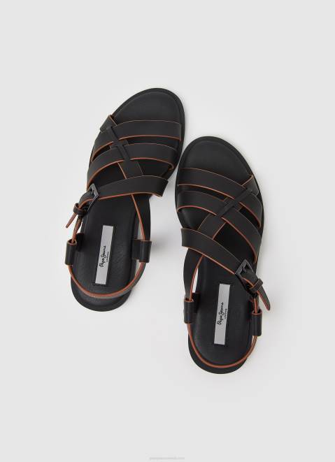 Pepe Jeans Hayes Rome Flat Sandals Women Black Z22X657