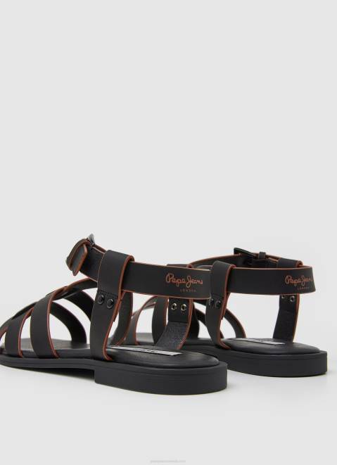 Pepe Jeans Hayes Rome Flat Sandals Women Black Z22X657