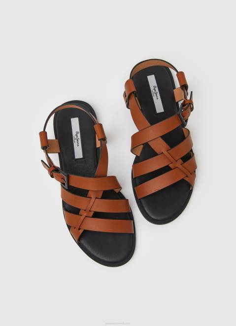 Pepe Jeans Hayes Rome Flat Sandals Women Cognac Z22X655