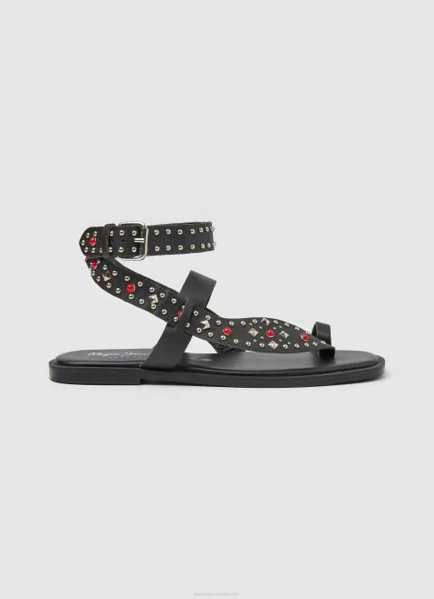 Pepe Jeans Irma Ethnic Leather Sandals Women Black Z22X659