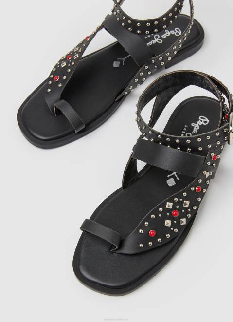 Pepe Jeans Irma Ethnic Leather Sandals Women Black Z22X659