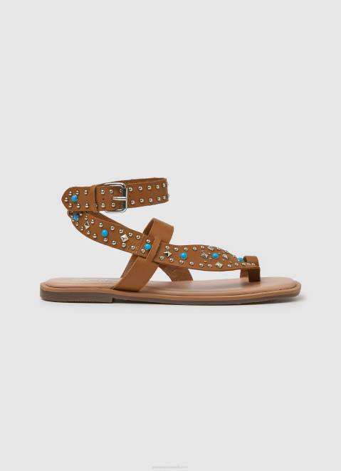Pepe Jeans Irma Ethnic Leather Sandals Women Tan Z22X658