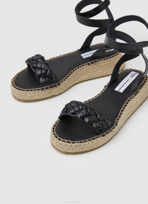 Pepe Jeans Kate Braided Wedge Sandals Women Black Z22X676