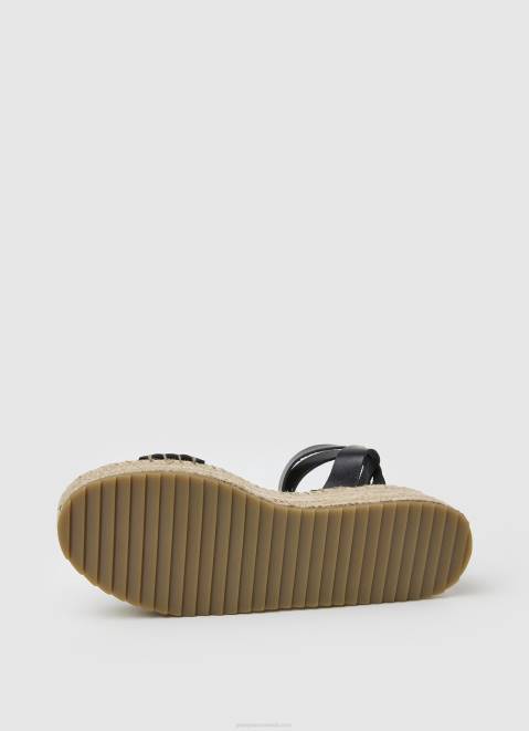 Pepe Jeans Kate Braided Wedge Sandals Women Black Z22X676