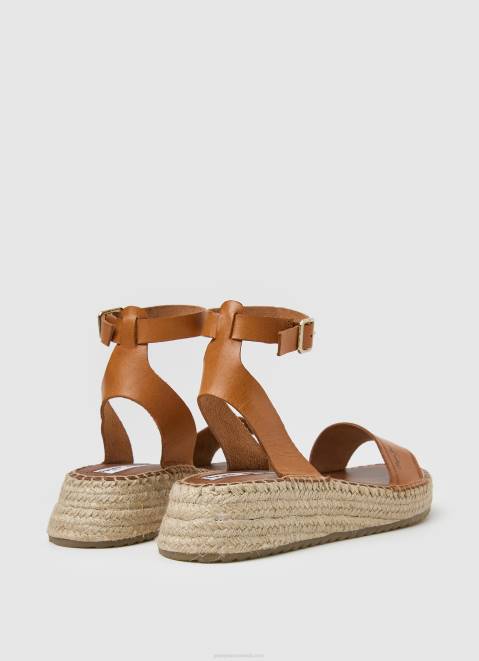 Pepe Jeans Kate Emboed Wedge Sandals Women Tobacco Z22X677