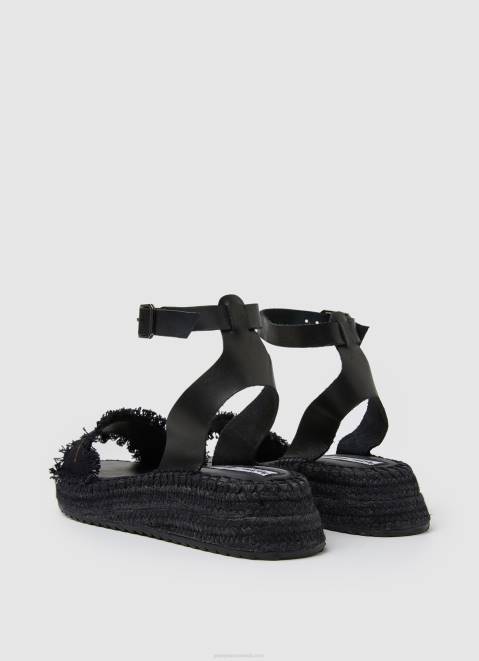 Pepe Jeans Kate Fabric Wedge Sandals Women Black Z22X671