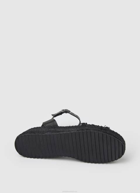 Pepe Jeans Kate Fabric Wedge Sandals Women Black Z22X671