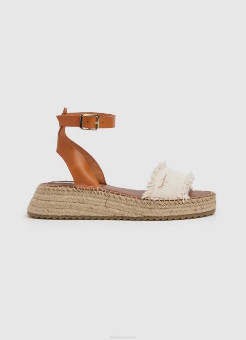 Pepe Jeans Kate Fabric Wedge Sandals Women Off White Z22X678