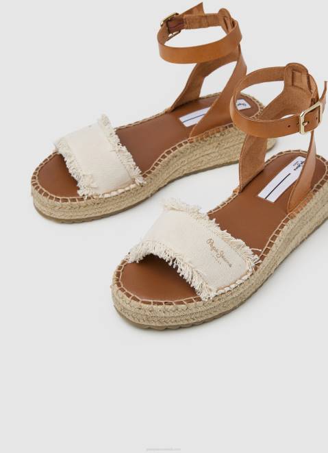 Pepe Jeans Kate Fabric Wedge Sandals Women Off White Z22X678