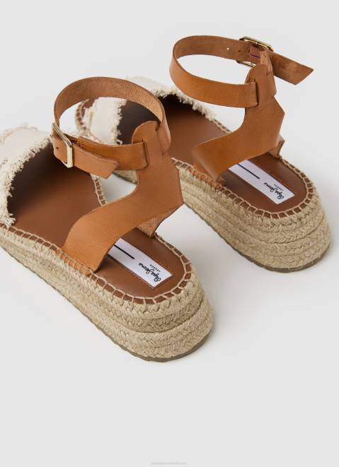 Pepe Jeans Kate Fabric Wedge Sandals Women Off White Z22X678
