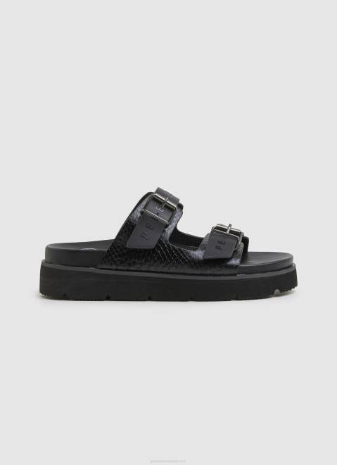 Pepe Jeans Pola Park Double Buckle Sandals Women Black Z22X670