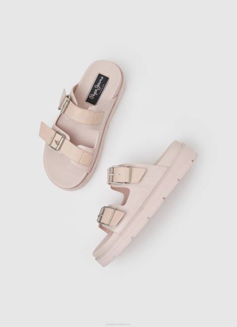 Pepe Jeans Pola Park Double Buckle Sandals Women Light Pink Z22X669