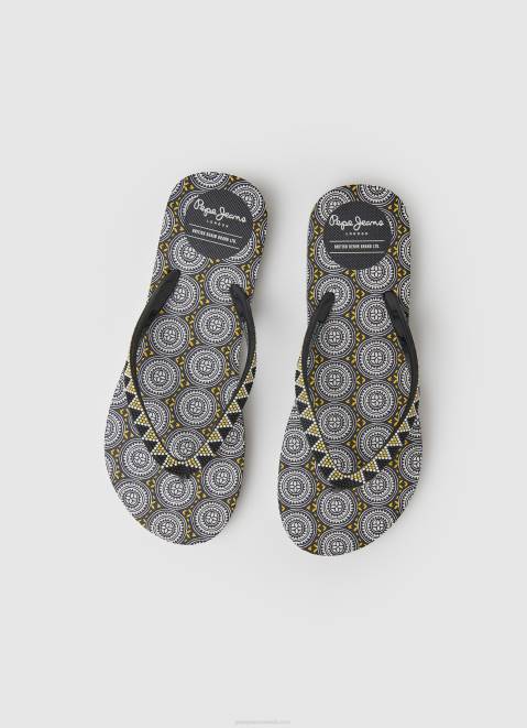 Pepe Jeans Rake Coin Beach Flip Flops Women Black Z22X704