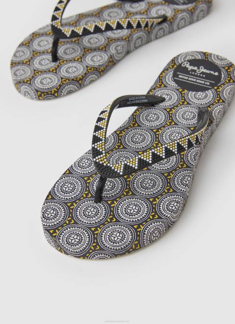 Pepe Jeans Rake Coin Beach Flip Flops Women Black Z22X704