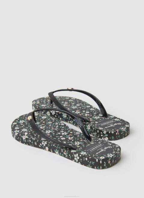 Pepe Jeans Rake Garden Night Beach Flip Flops Women Black Z22X701