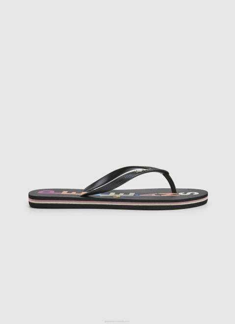 Pepe Jeans Rake Letters Beach Flip Flops Women Black Z22X697