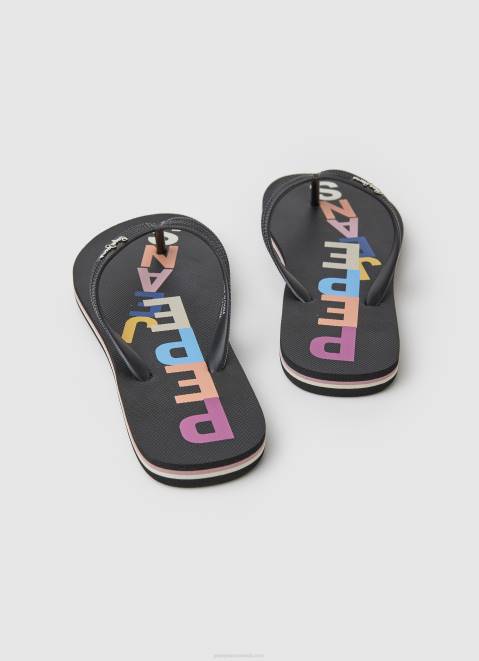 Pepe Jeans Rake Letters Beach Flip Flops Women Black Z22X697