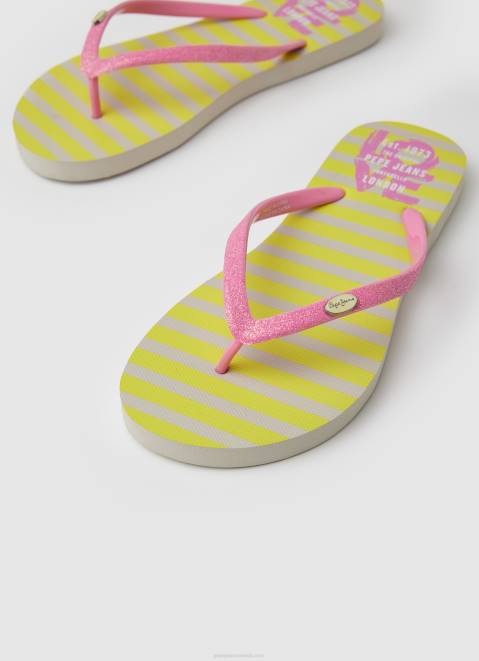 Pepe Jeans Rake Love Beach Flip Flops Women Acid Green Z22X705