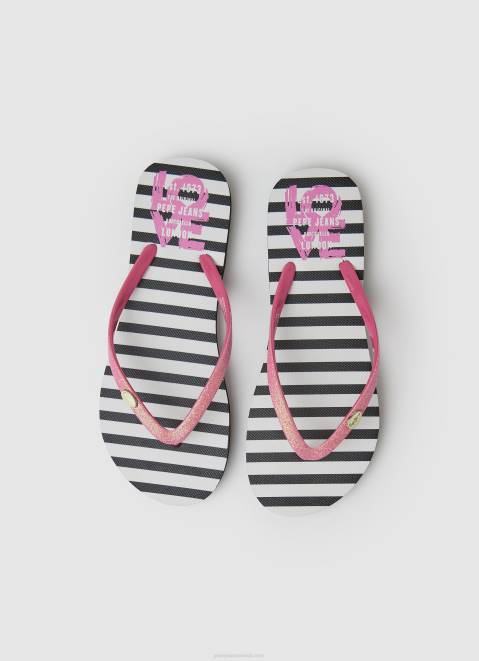 Pepe Jeans Rake Love Beach Flip Flops Women Black Z22X706