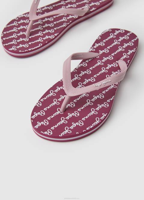 Pepe Jeans Rake Play Beach Flip Flops Women Dusty Red Z22X698
