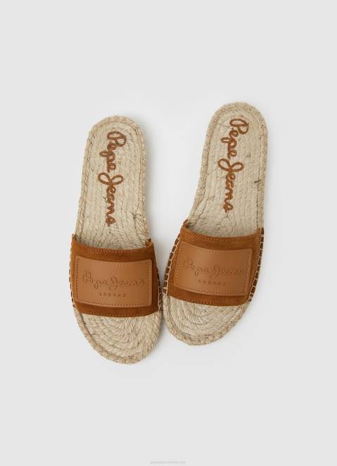 Pepe Jeans Siva Berry Leather Sandals Women Cognac Z22X682