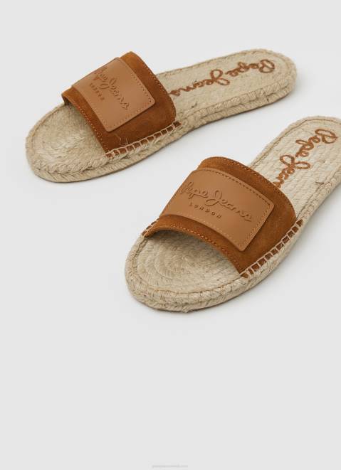 Pepe Jeans Siva Berry Leather Sandals Women Cognac Z22X682