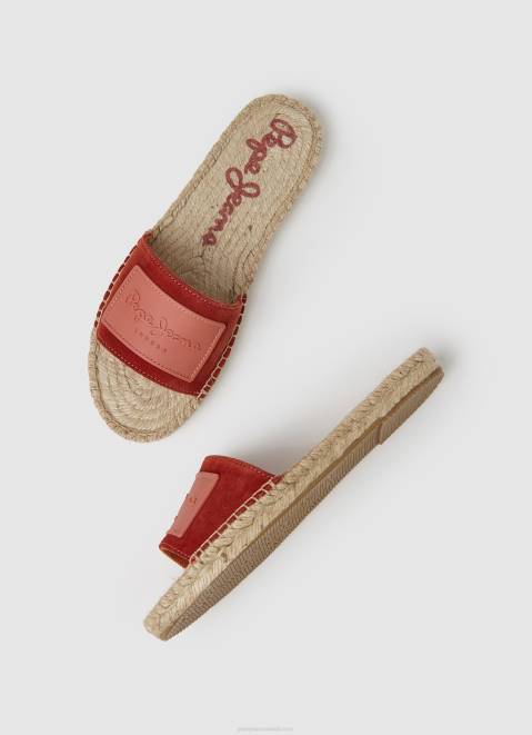 Pepe Jeans Siva Berry Leather Sandals Women Red Dahlia Z22X679