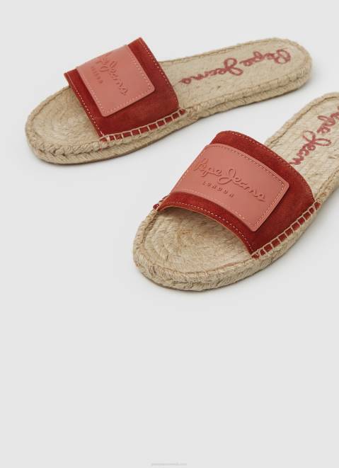 Pepe Jeans Siva Berry Leather Sandals Women Red Dahlia Z22X679