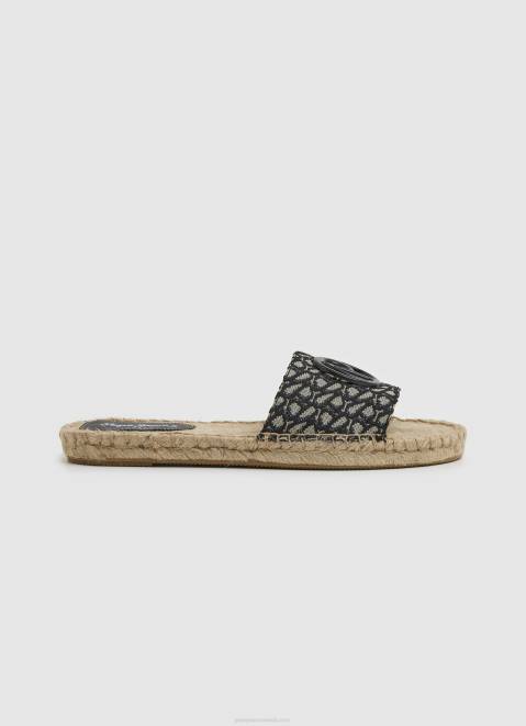 Pepe Jeans Siva Jacquard Jute Sandals Women Black Z22X683