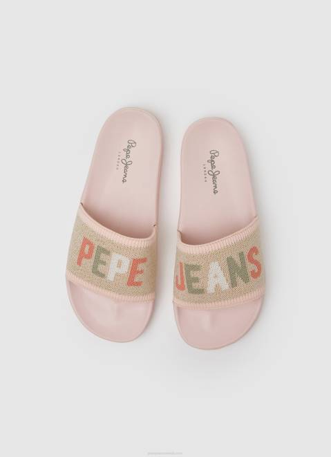 Pepe Jeans Slider Knit Beach Flip Flops Women Light Pink Z22X693